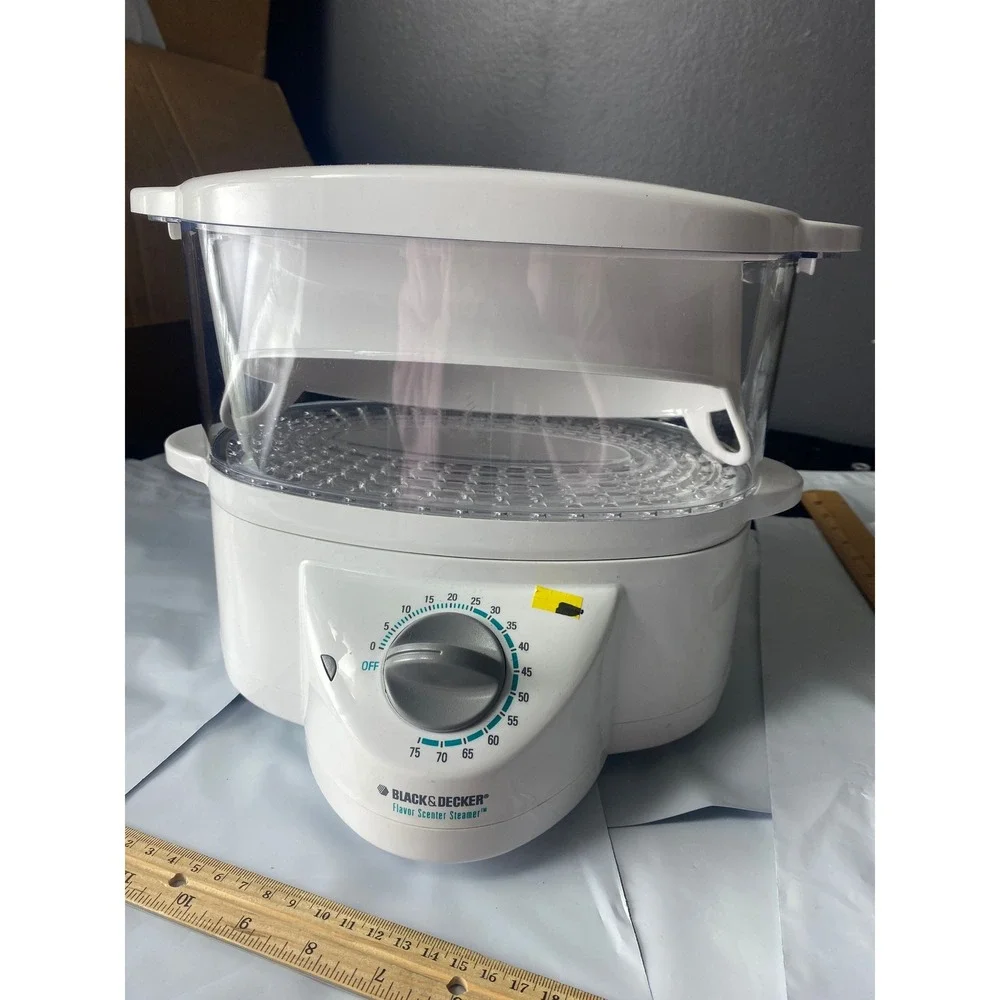 White Electric Steamer Cooker Kitchen Appliance with‎ Cooking Guide
